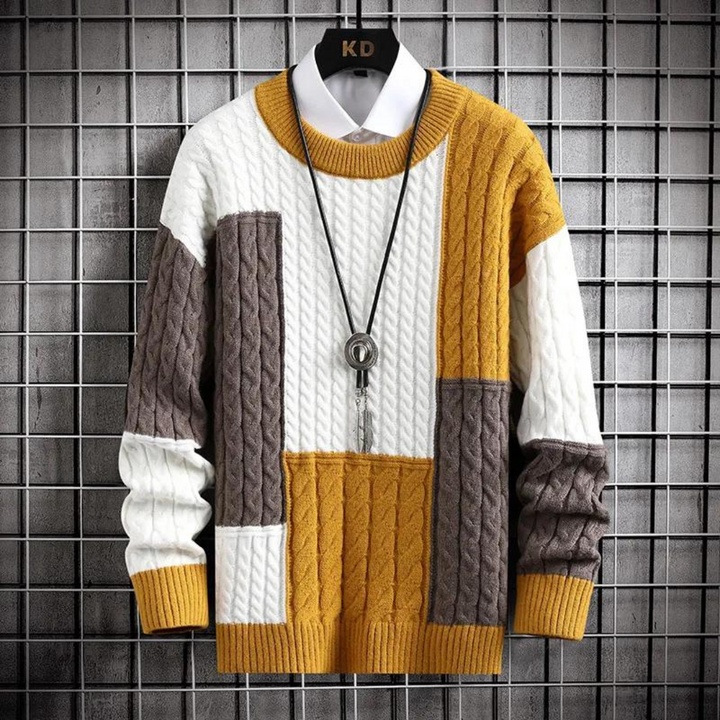 Geometric Patchwork Pullover