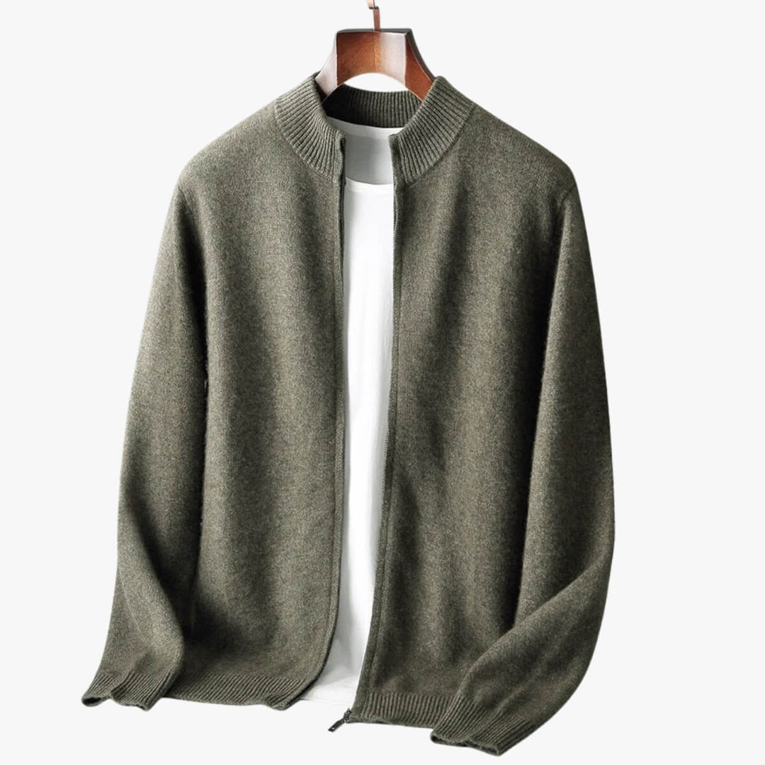 Zip-Up Knit Cardigan