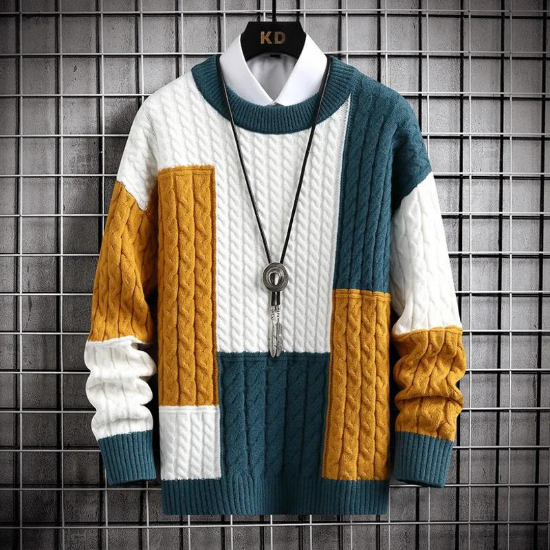 Geometric Patchwork Pullover