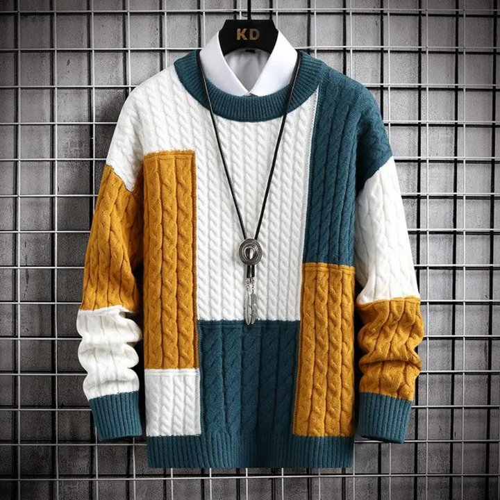 Geometric Patchwork Pullover