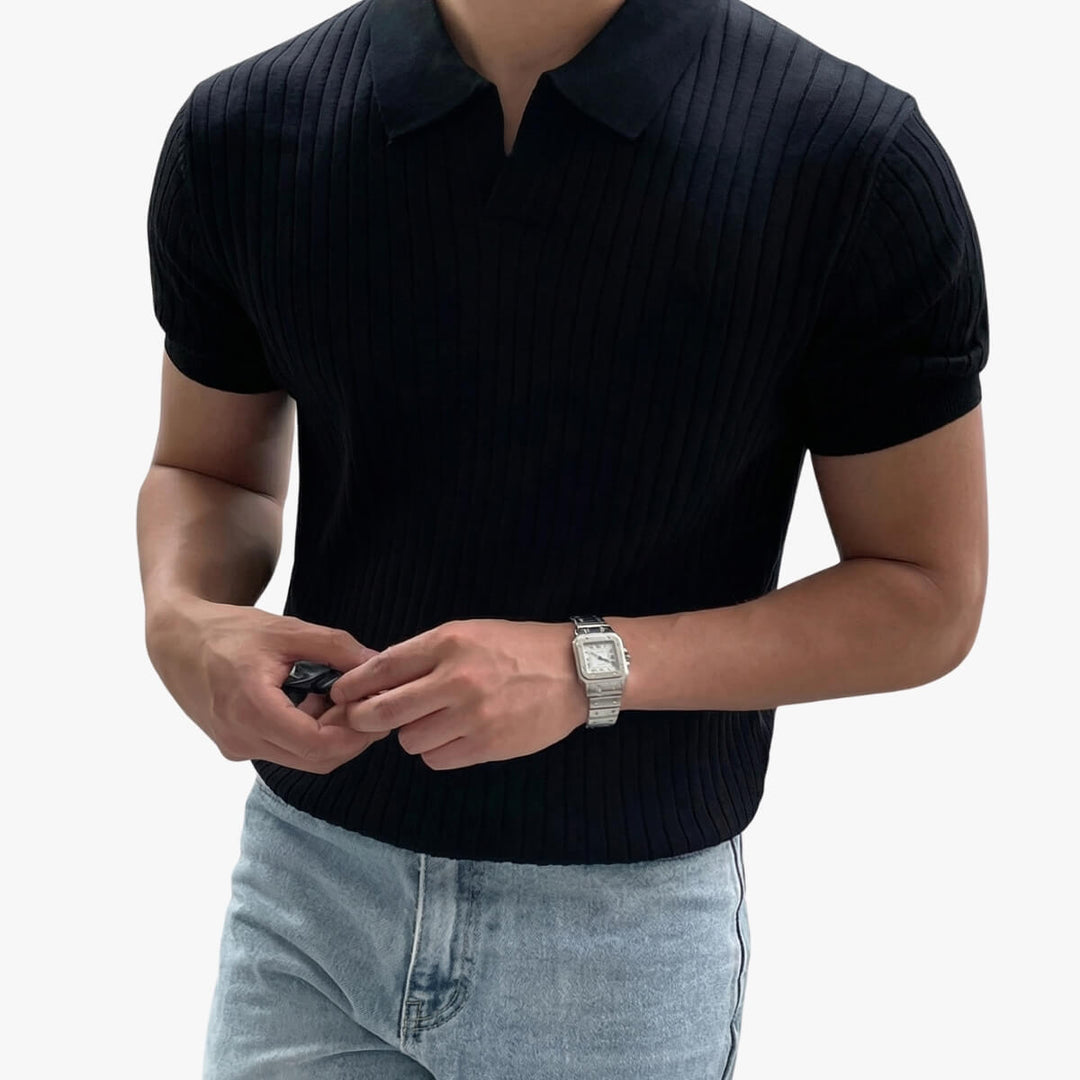 Ribbed Knit Polo