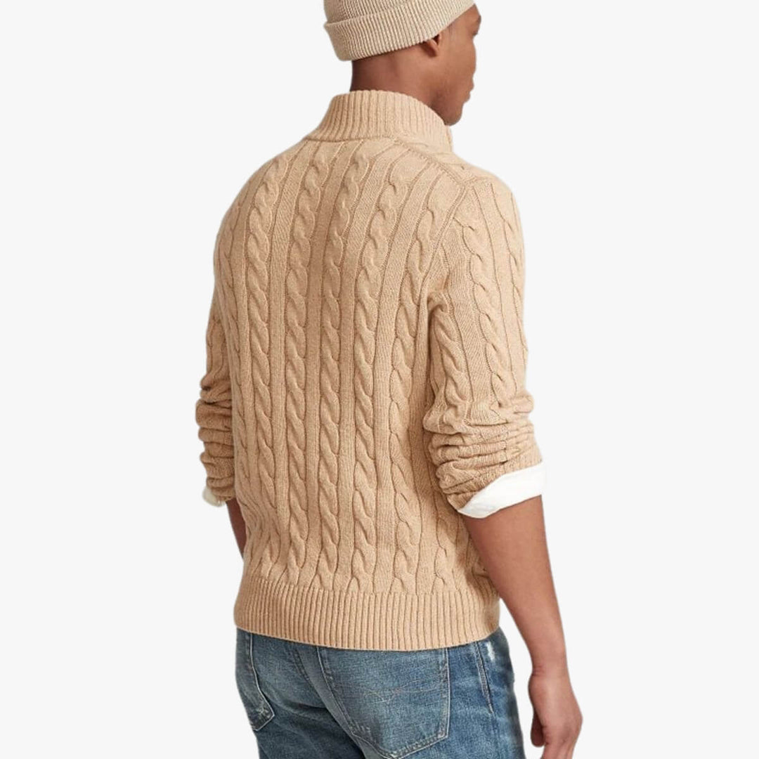Half Zip Cable Knit Sweater