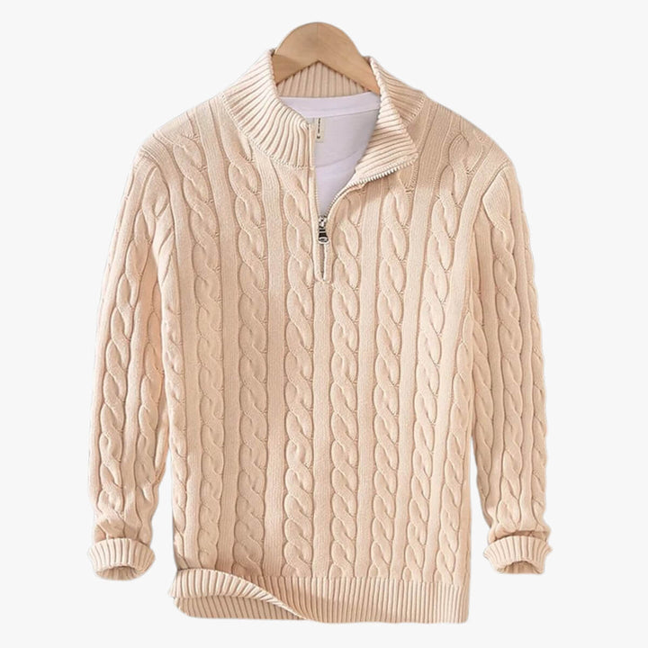 Half Zip Cable Knit Sweater