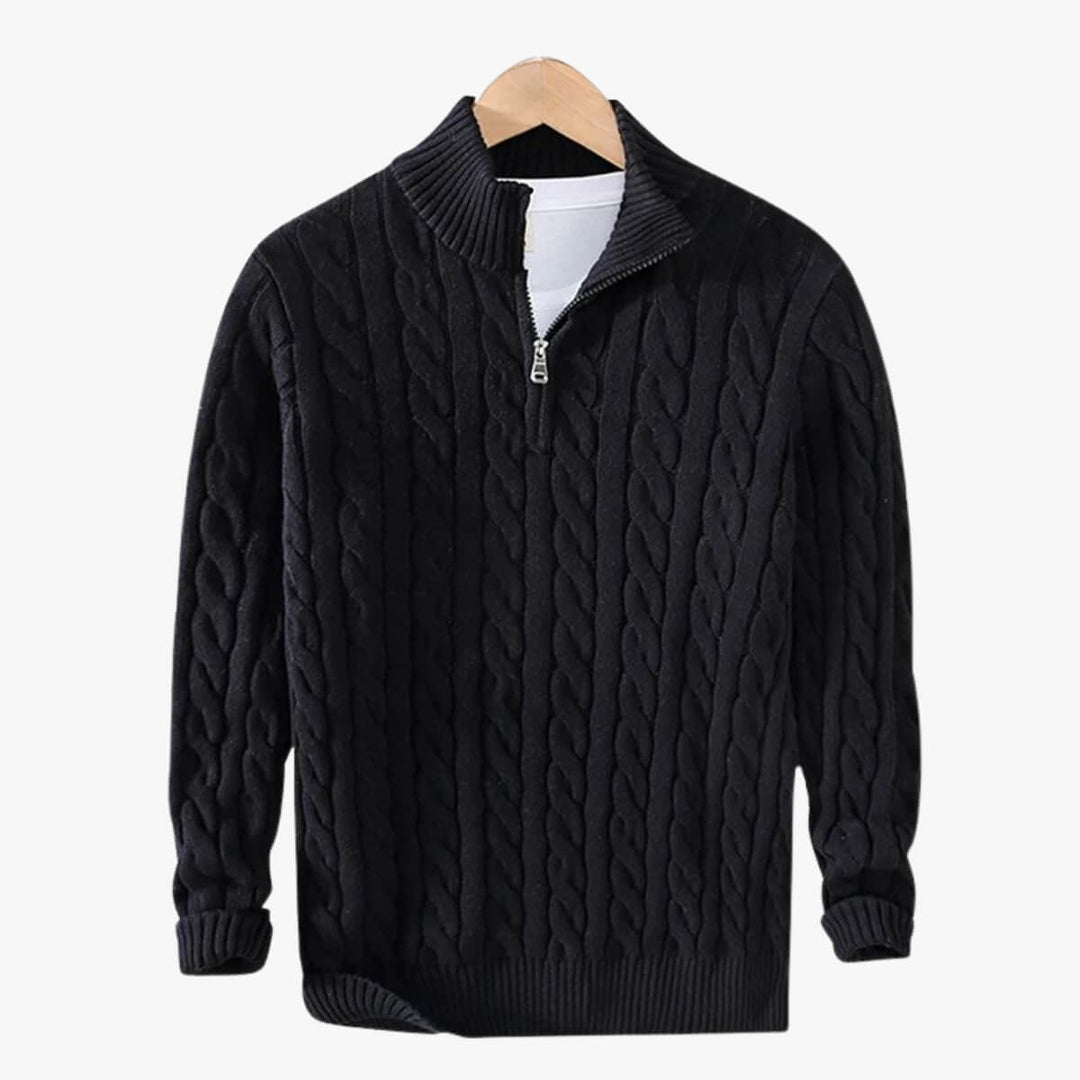 Half Zip Cable Knit Sweater