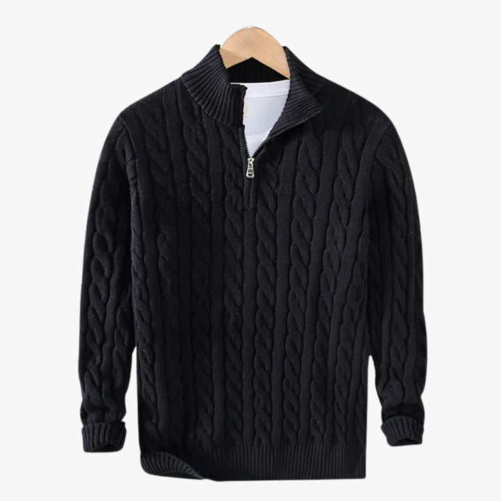 Half Zip Cable Knit Sweater