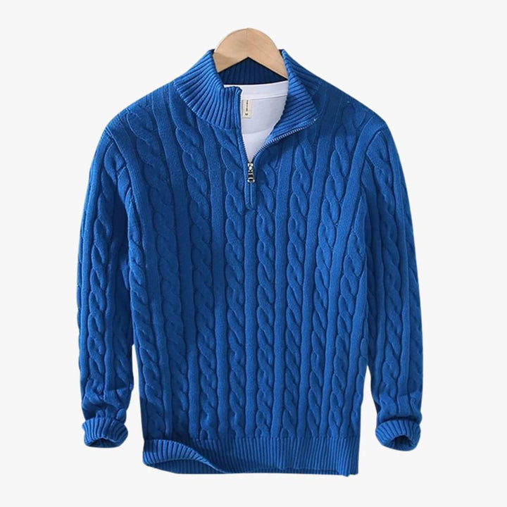 Half Zip Cable Knit Sweater