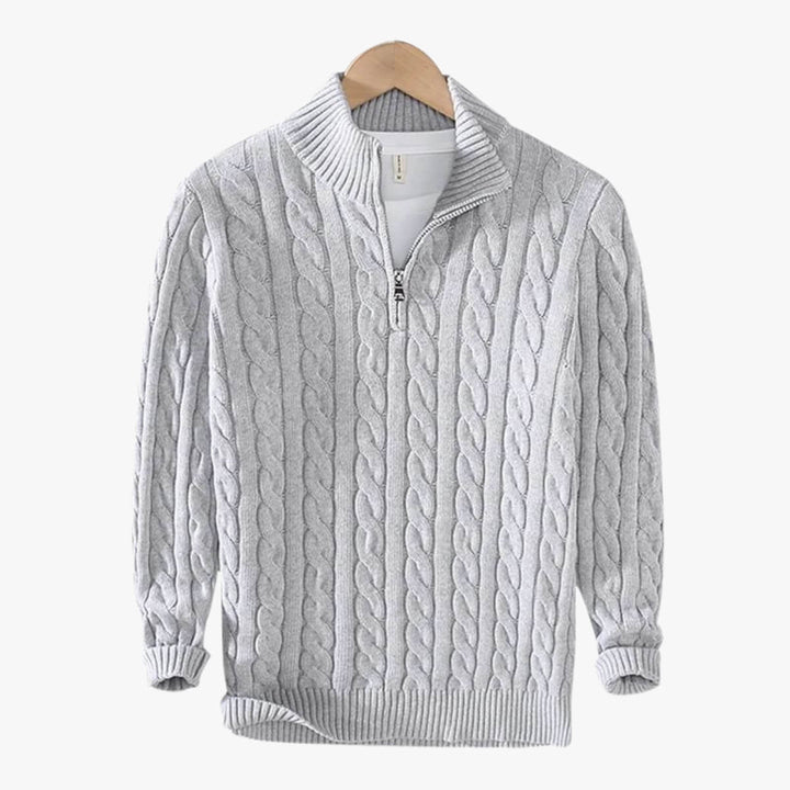 Half Zip Cable Knit Sweater