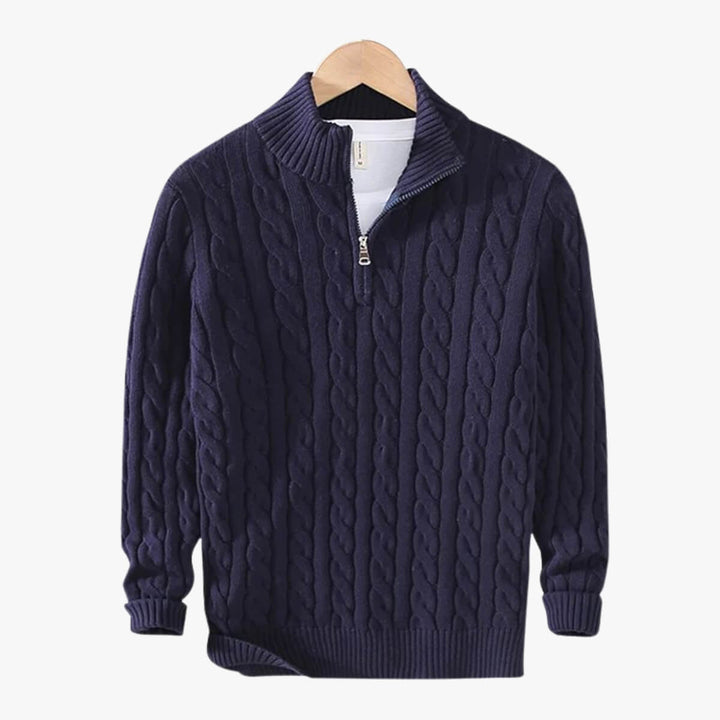 Half Zip Cable Knit Sweater