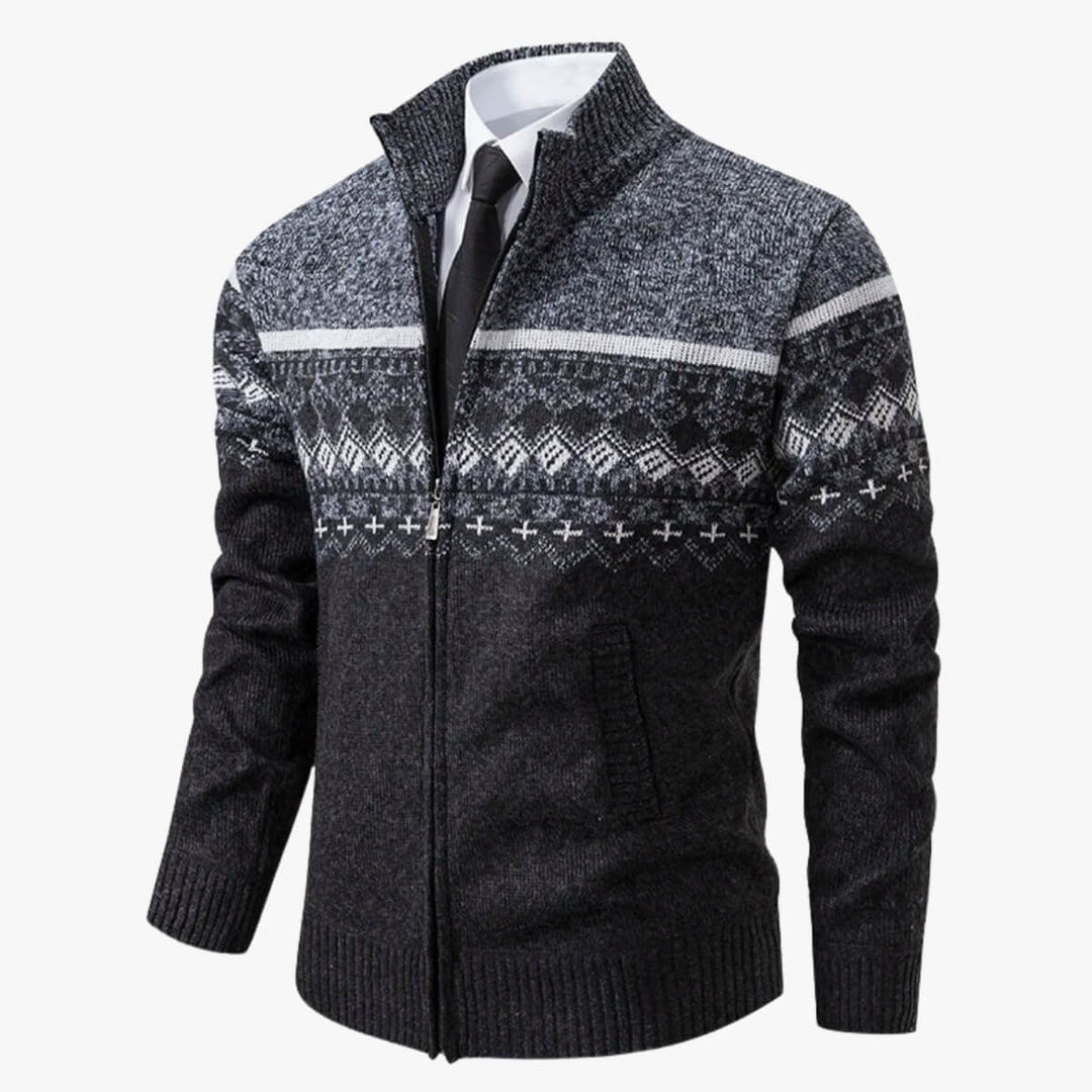 Zip-Up Fair Isle Cardigan