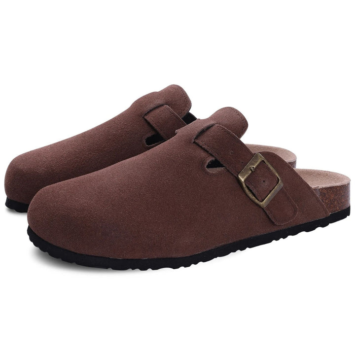 Suede Buckle Clogs