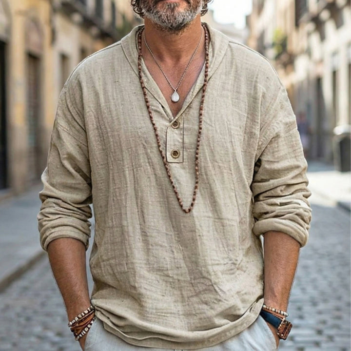 Linen V-neck Shirt
