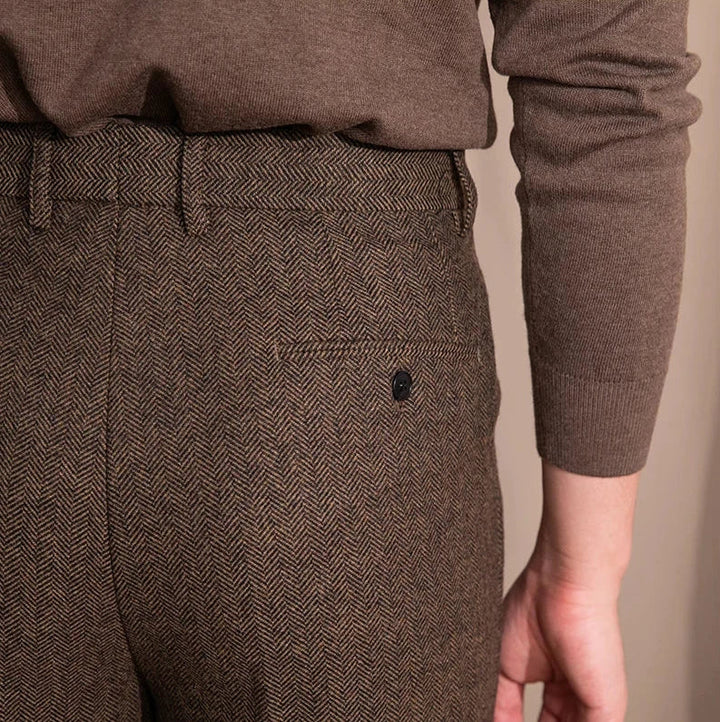Herringbone Pleated Trousers