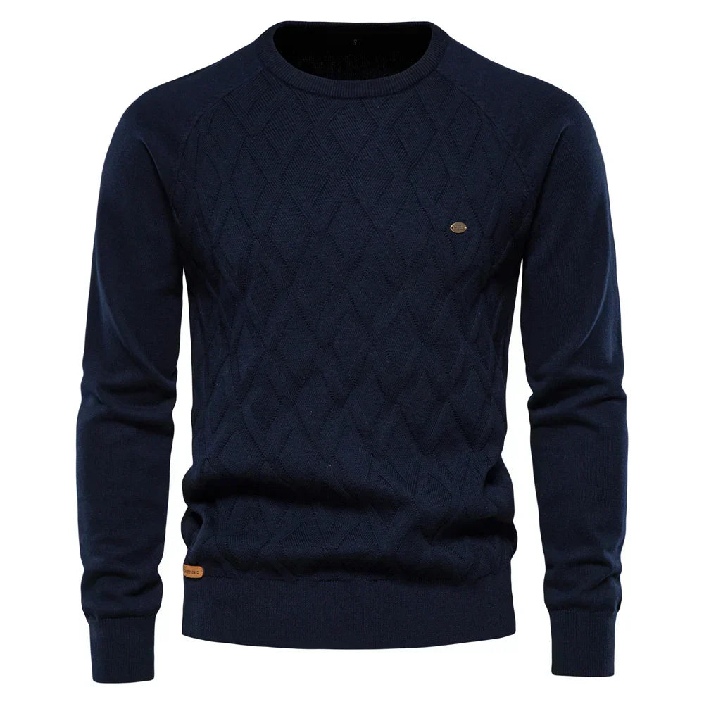 Diamond Textured Crewneck Pullover