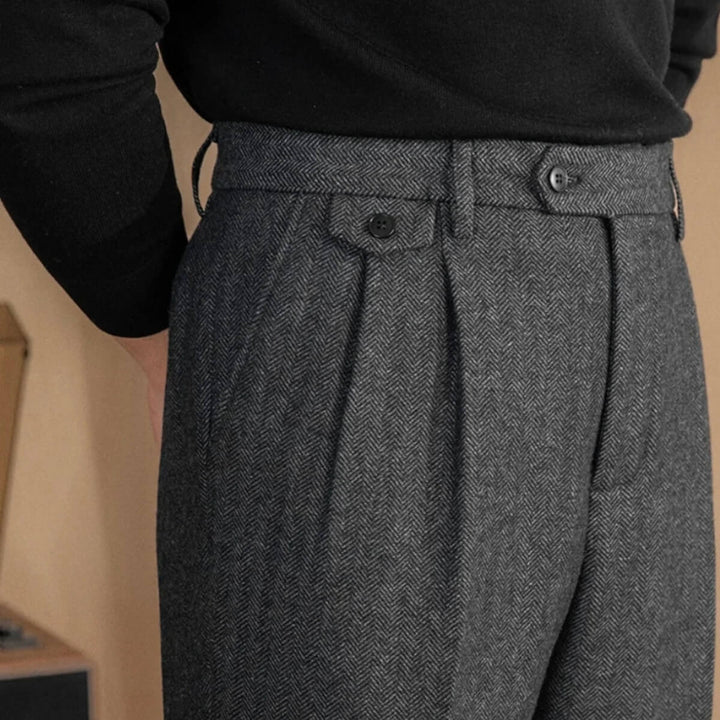 Herringbone Pleated Trousers