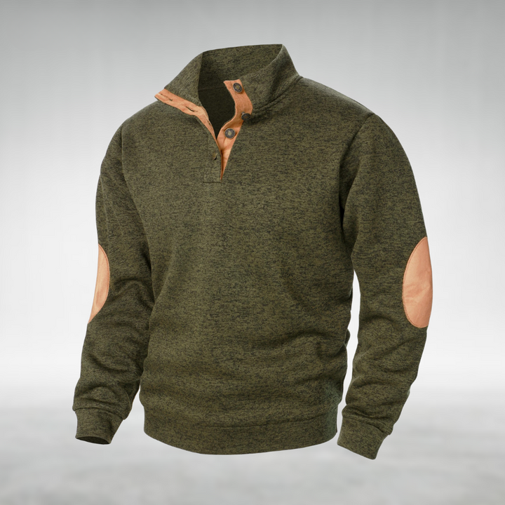 Textured Quarter-Button Pullover