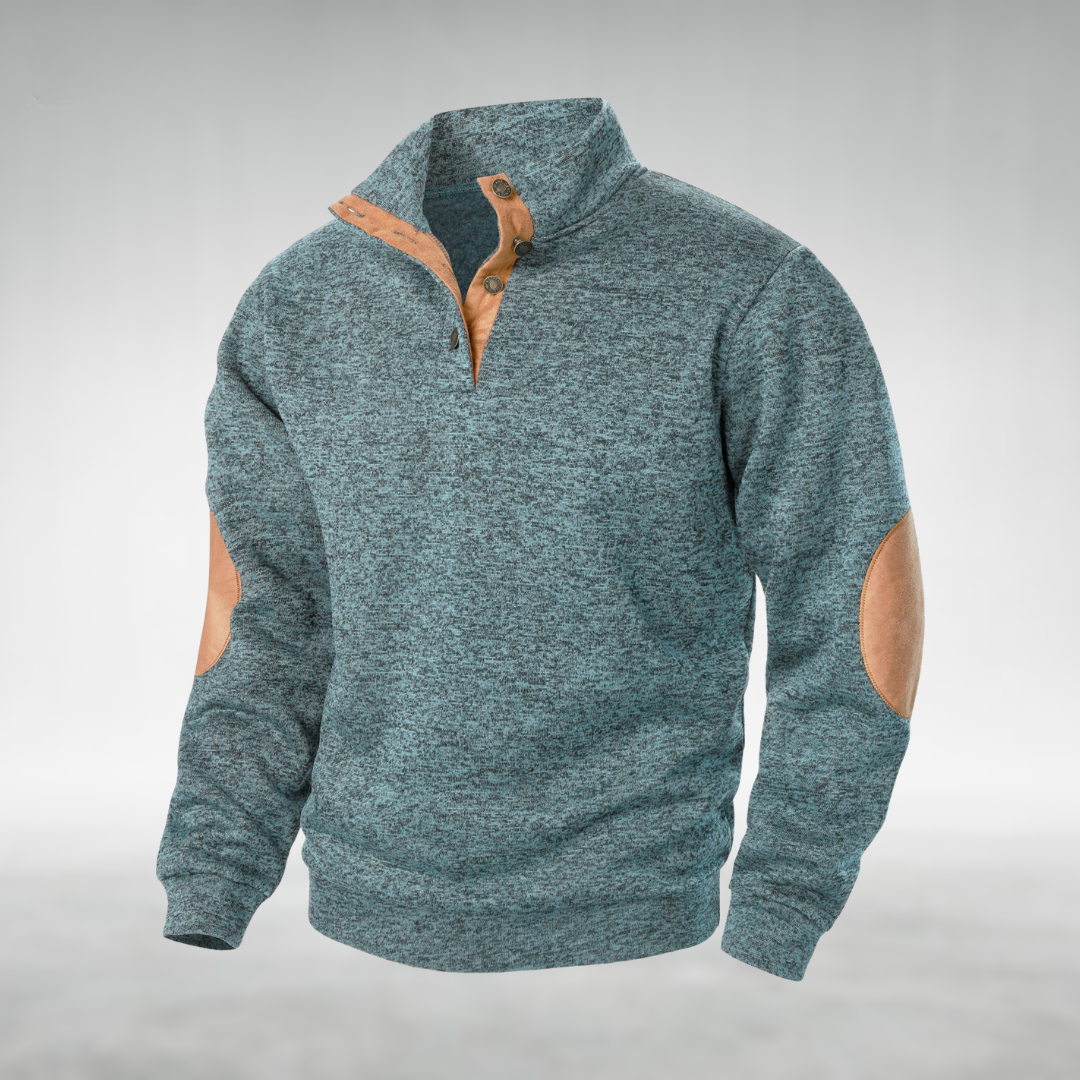Textured Quarter-Button Pullover