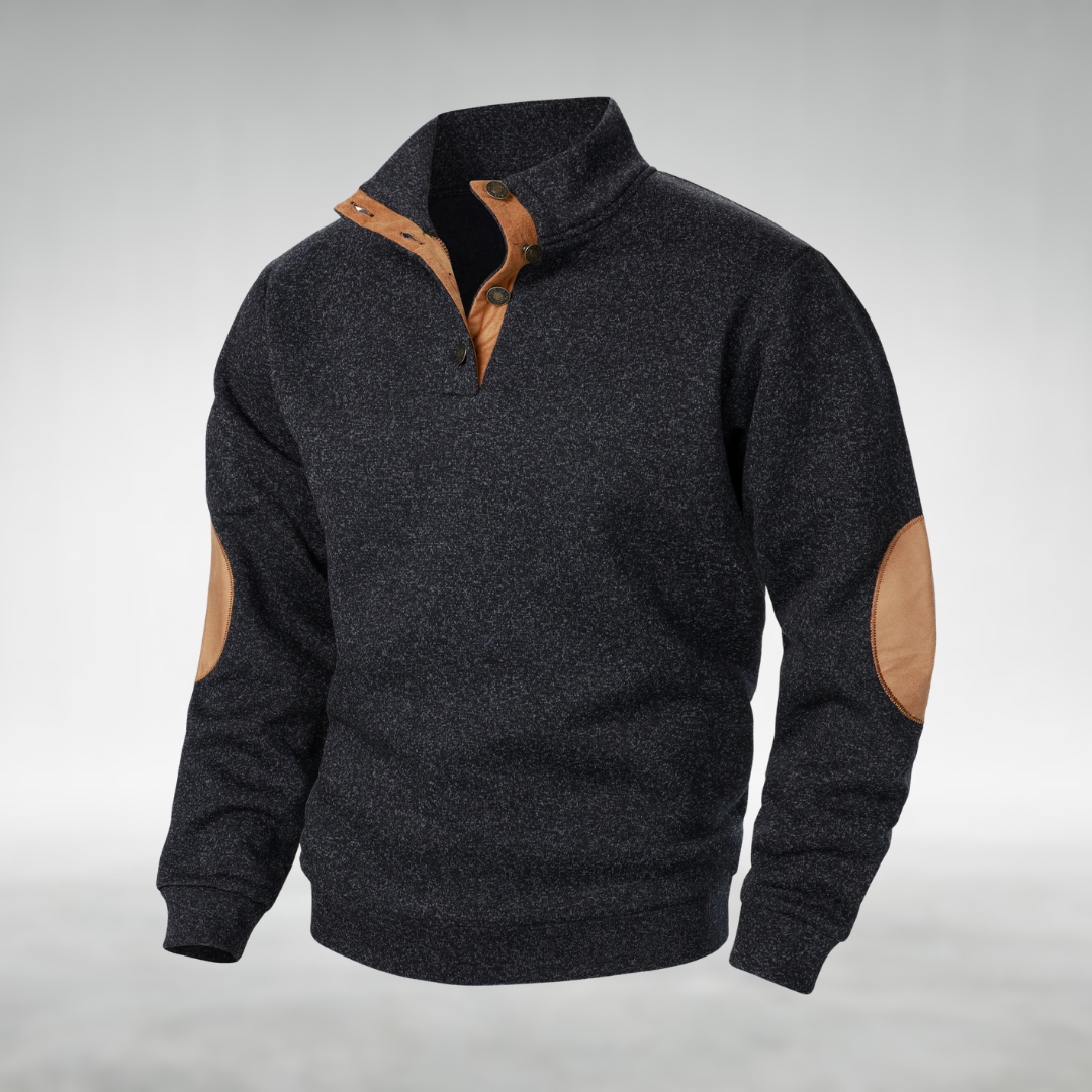 Textured Quarter-Button Pullover
